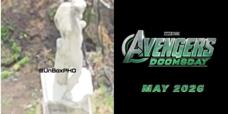 mysterious statues Avengers: Doomsday set