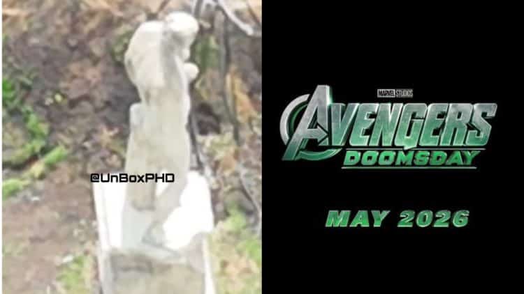 mysterious statues Avengers: Doomsday set