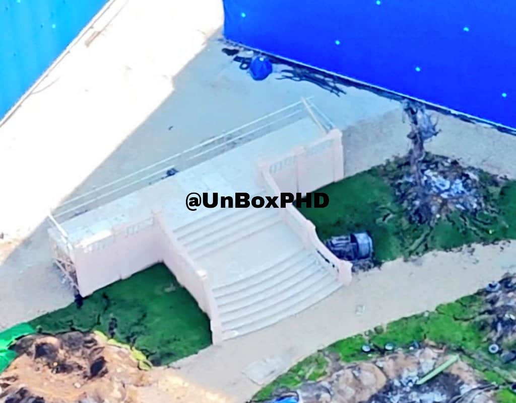 A new Avengers: Doomsday set leak from the UK reveals a hidden house entrance, possibly the iconic X-Mansion, behind a large blue screen.