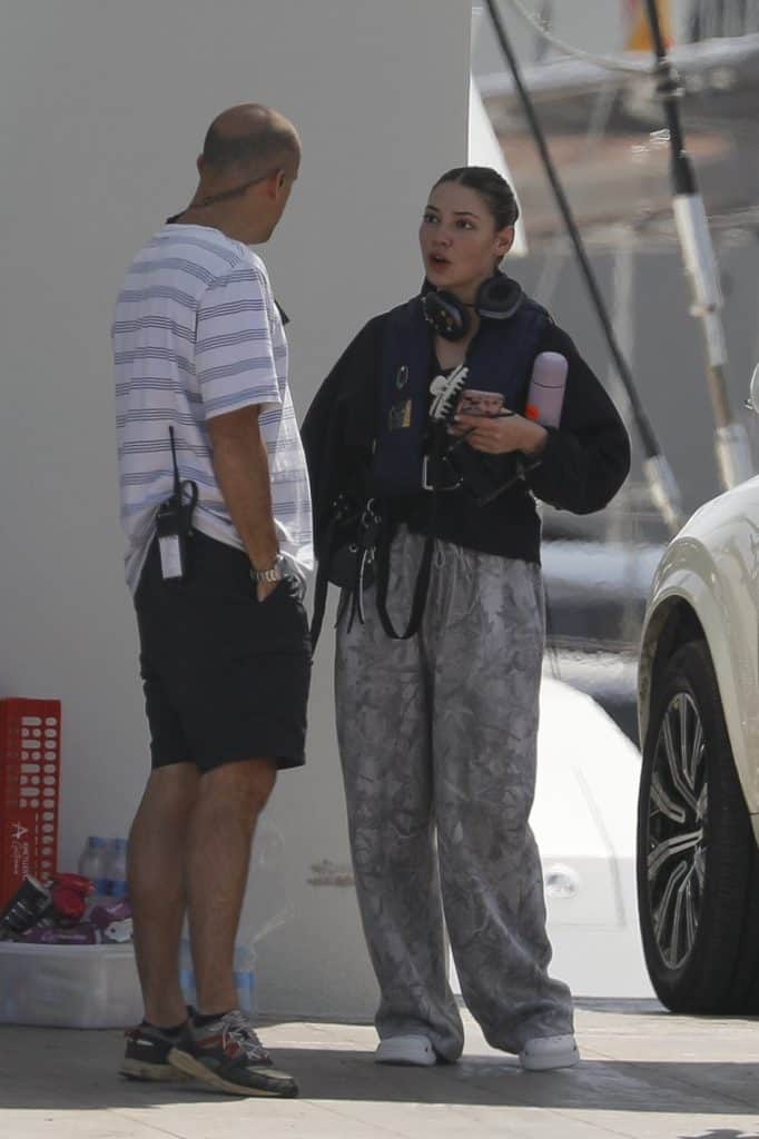 Johnny Depp and Madelyn Cline were seen filming Day Drinker aboard the vintage yacht Nero near Barcelona.