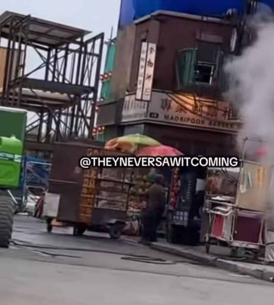 A new Avengers: Doomsday set leak from the UK reveals a hidden house entrance, possibly the iconic X-Mansion, behind a large blue screen.