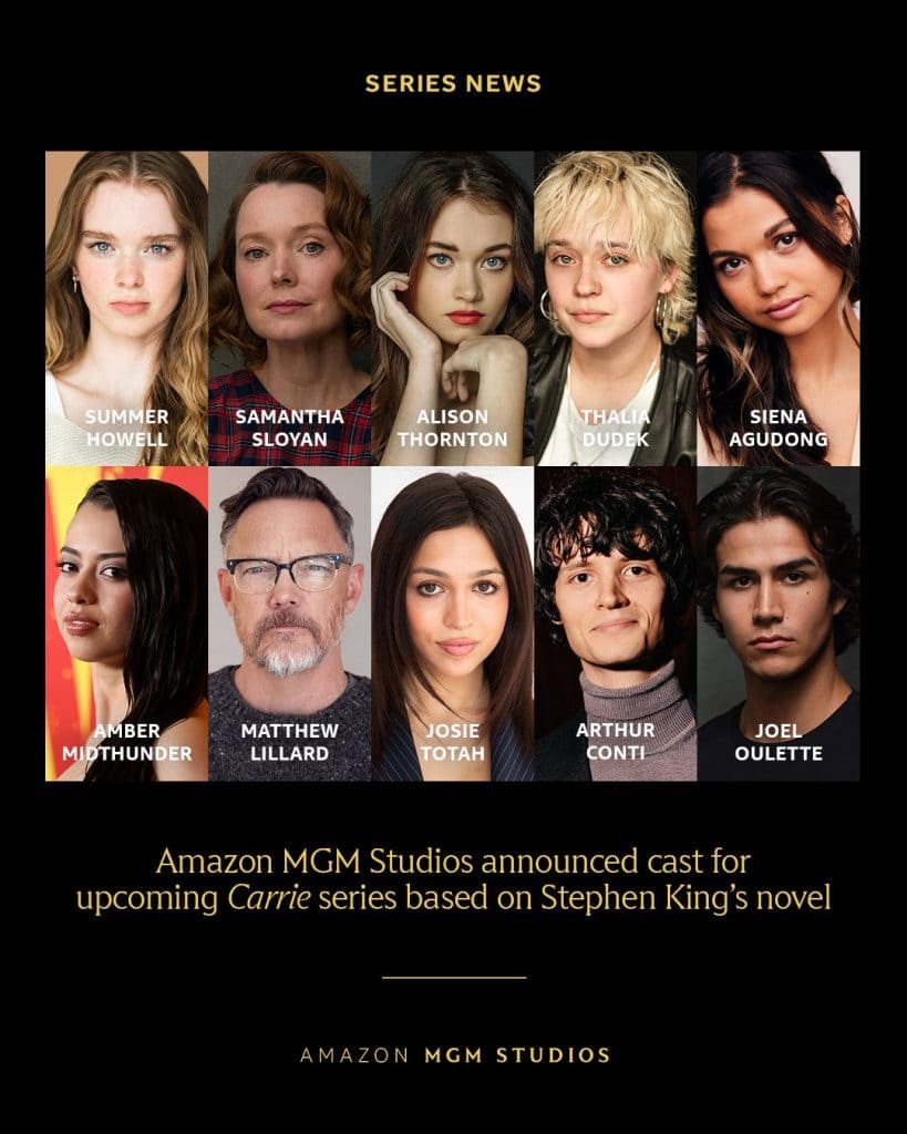 Prime Video has started filming Mike Flanagan’s Carrie, a TV adaptation of Stephen King’s classic novel. Summer Howell stars as Carrie White, a bullied teen with telekinetic powers. Full cast details revealed.