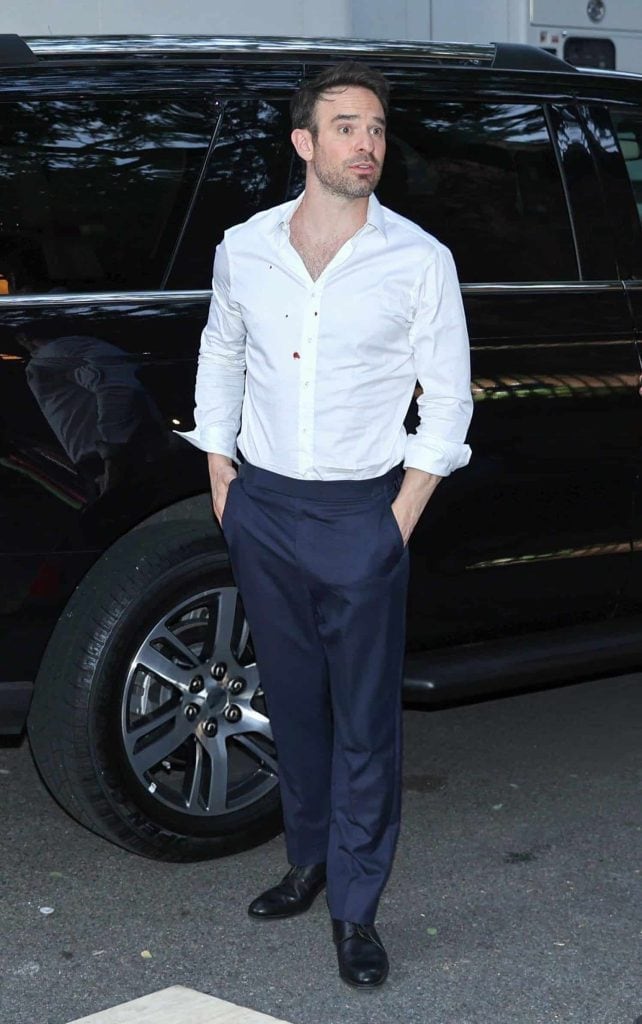 Charlie Cox and Krysten Ritter was spotted on the set of Daredevil: Born Again in Uptown on June 12, 2025, in New York City. (Photo by Jose Perez/Bauer-Griffin/GC Images)