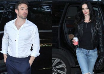 Charlie Cox and Krysten Ritter was spotted on the set of Daredevil: Born Again in Uptown on June 12, 2025, in New York City. (Photo by Jose Perez/Bauer-Griffin/GC Images)