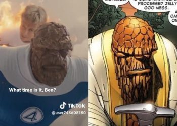 A new look at The Fantastic Four: First Steps reveals Ebon Moss-Bachrach's Ben Grimm / The Thing with a beard—an accurate nod to his comic book appearance.