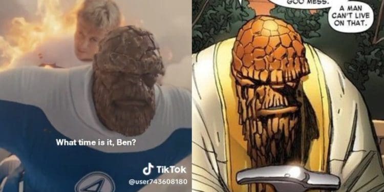 A new look at The Fantastic Four: First Steps reveals Ebon Moss-Bachrach's Ben Grimm / The Thing with a beard—an accurate nod to his comic book appearance.