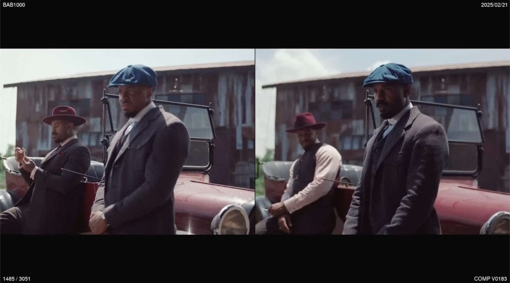 Warner Bros. Pictures reveals how twin scenes in Sinners were filmed using the innovative Halo Rig—featuring 10–12 cameras to capture Michael B. Jordan’s face and map it onto a stunt double in 50% of twin appearances.