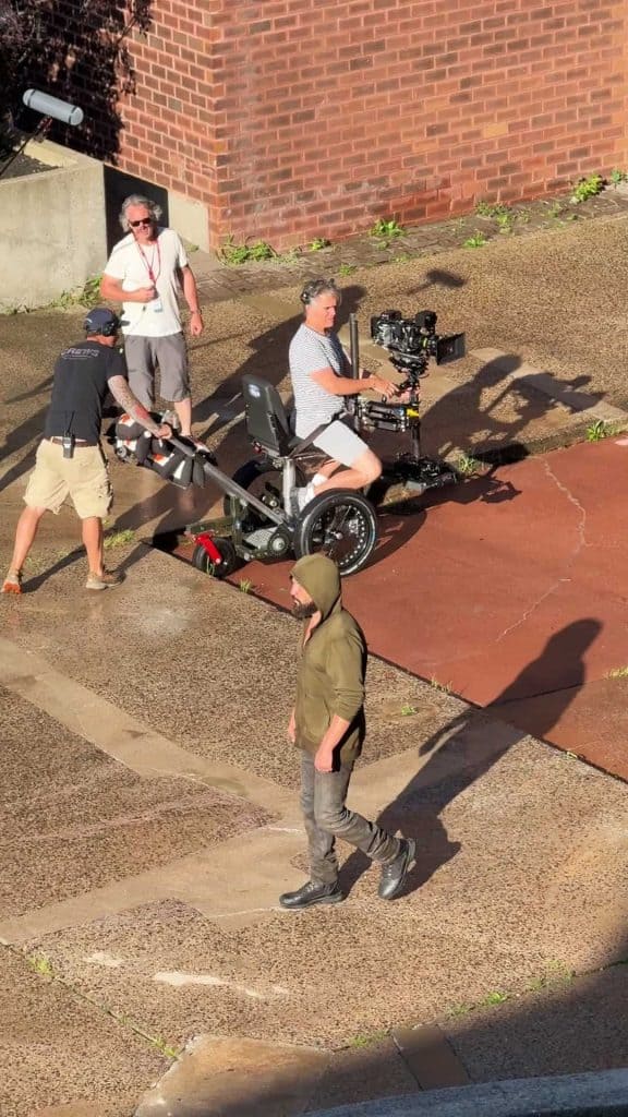 Ma Gnucci and Jon Bernthal on the set of Marvel’s Punisher Special Presentation