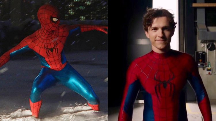 Marvel Studios and Sony Pictures have officially revealed the first look at Tom Holland wearing the new Spider-Man suit for Spider-Man: Brand New Day, showcasing subtle design changes and classic inspirations.