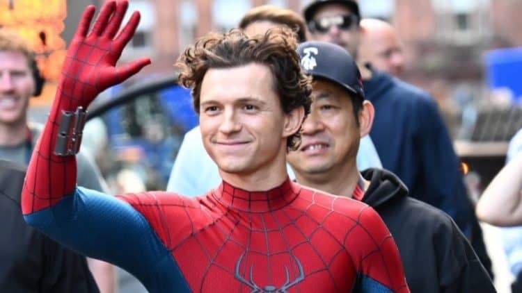 Tom Holland has been spotted on the set of Spider-Man: Brand New Day in Glasgow, Scotland. A leaked photo reveals him in a new Spider-Man suit, waving to fans.