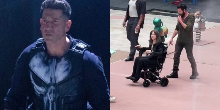 A new look at Ma Gnucci and Jon Bernthal’s Punisher has been spotted face to face on the set of Marvel’s Punisher special presentation, currently filming in New York City.