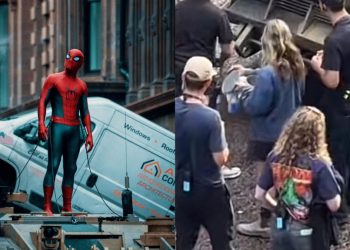Sadie Sink has been spotted filming Spider-Man: Brand New Day in Glasgow, sparking rumors she’s playing Gwen Stacy. Leaked set photos show her with blonde hair during a tank scene in a New York-style street.