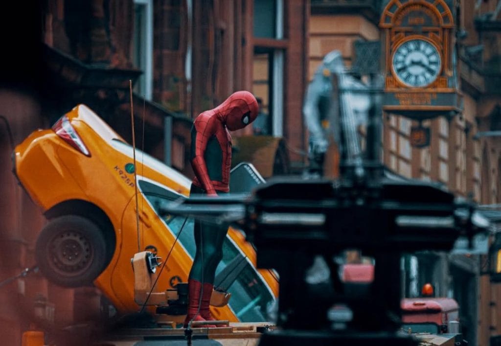 New high-quality images reveal Tom Holland’s Spider-Man filming Marvel’s Spider-Man: Brand New Day in Glasgow, Scotland.