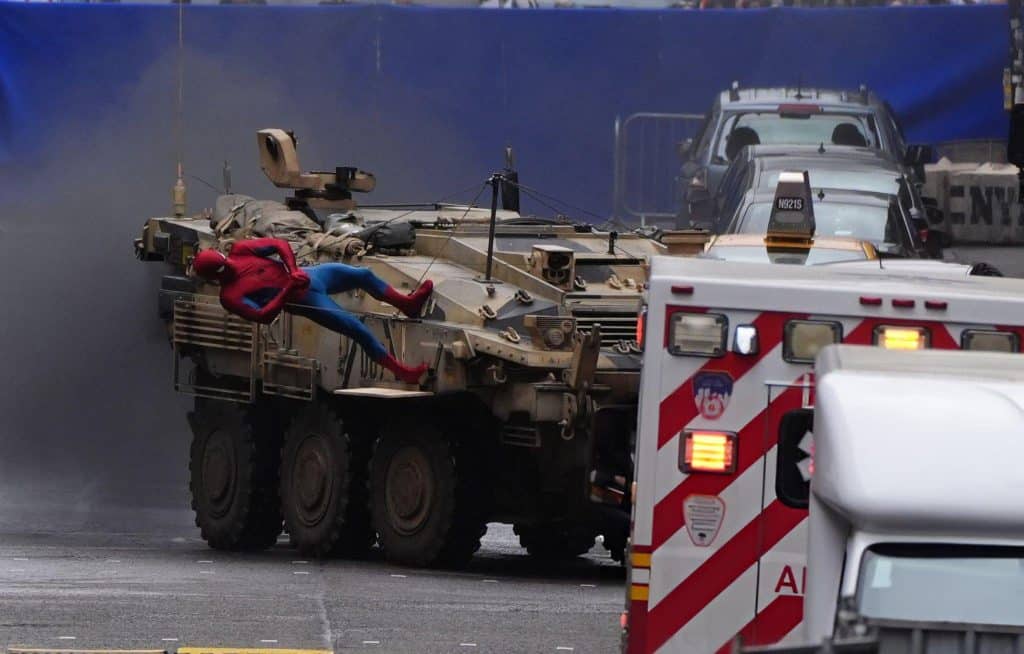 New high-quality images reveal Tom Holland’s Spider-Man filming Marvel’s Spider-Man: Brand New Day in Glasgow, Scotland.