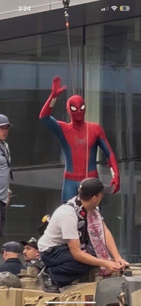Filming for Marvel’s Spider-Man: Brand New Day has started, and Tom Holland is back in action. Leaked set photos show him in costume, standing on an Inner Demons tank in Glasgow, Scotland.