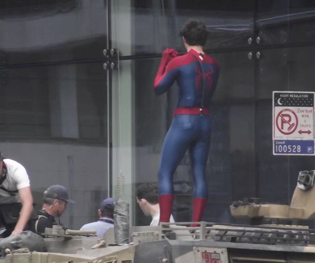 Filming for Marvel’s Spider-Man: Brand New Day has started, and Tom Holland is back in action. Leaked set photos show him in costume, standing on an Inner Demons tank in Glasgow, Scotland.