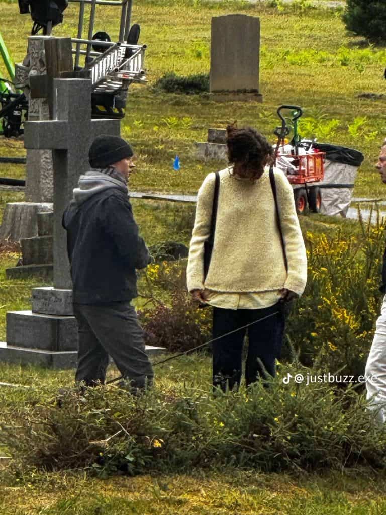 First-look images show Tom Holland and Zendaya on the set of Spider-Man: Brand New Day in London, visiting Aunt May’s grave during filming.