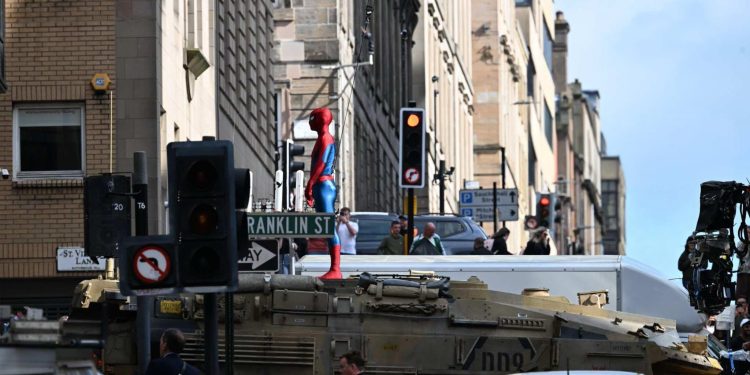 Spider-Man: Brand New Day has started filming in Glasgow. Leaked set footage shows Tom Holland in action with the Punisher and Scorpion.