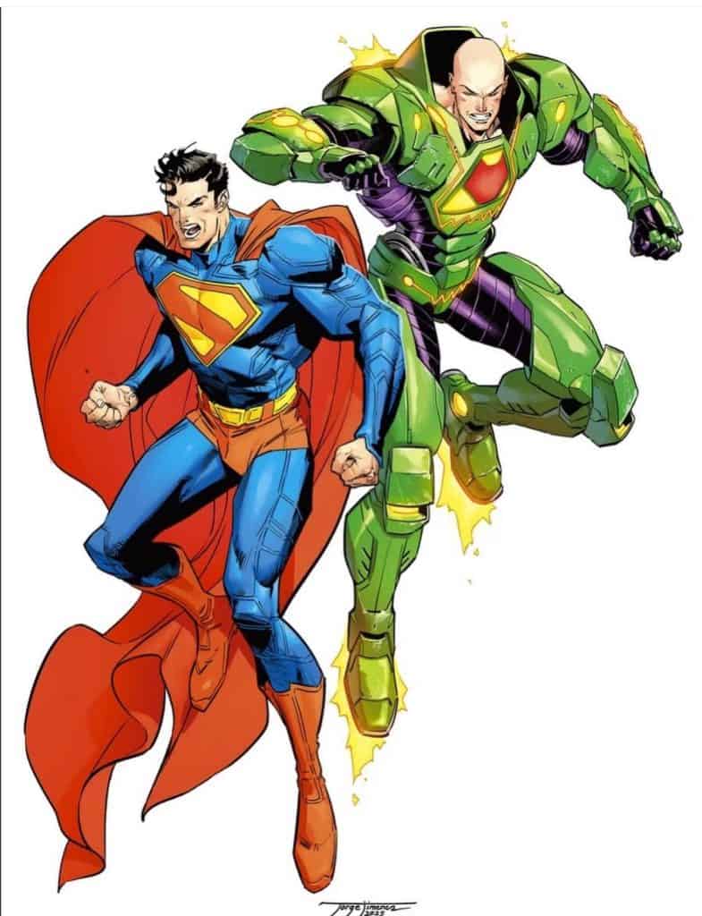 James Gunn officially announces Superman: Man of Tomorrow will release on July 9, 2027. The revealed artwork shows Superman standing beside Lex Luthor in his iconic green and purple power suit.