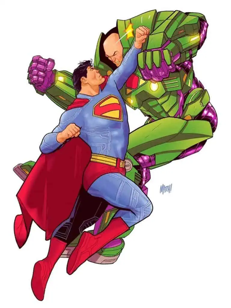 James Gunn officially announces Superman: Man of Tomorrow will release on July 9, 2027. The revealed artwork shows Superman standing beside Lex Luthor in his iconic green and purple power suit.