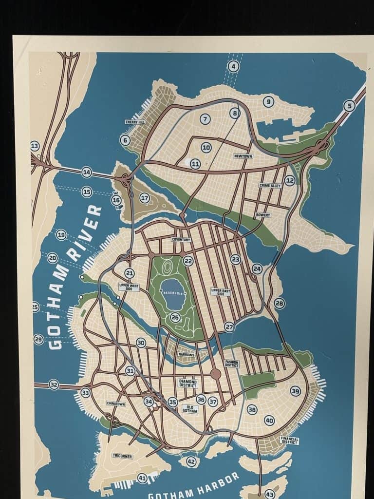 A new map of DCU Gotham City has been spotted on the set of Clayface in Liverpool, revealing iconic Batman locations like Wayne Manor, Arkham Asylum, ACE Chemical, and more.