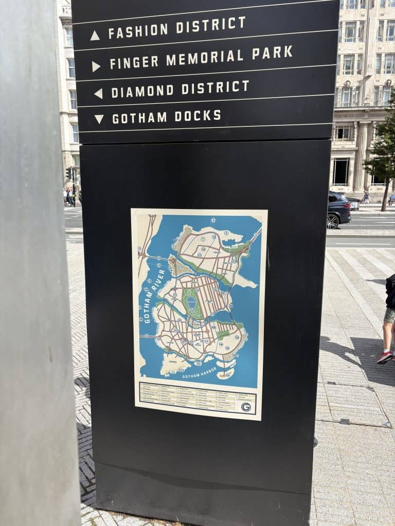 A new map of DCU Gotham City has been spotted on the set of Clayface in Liverpool, revealing iconic Batman locations like Wayne Manor, Arkham Asylum, ACE Chemical, and more.