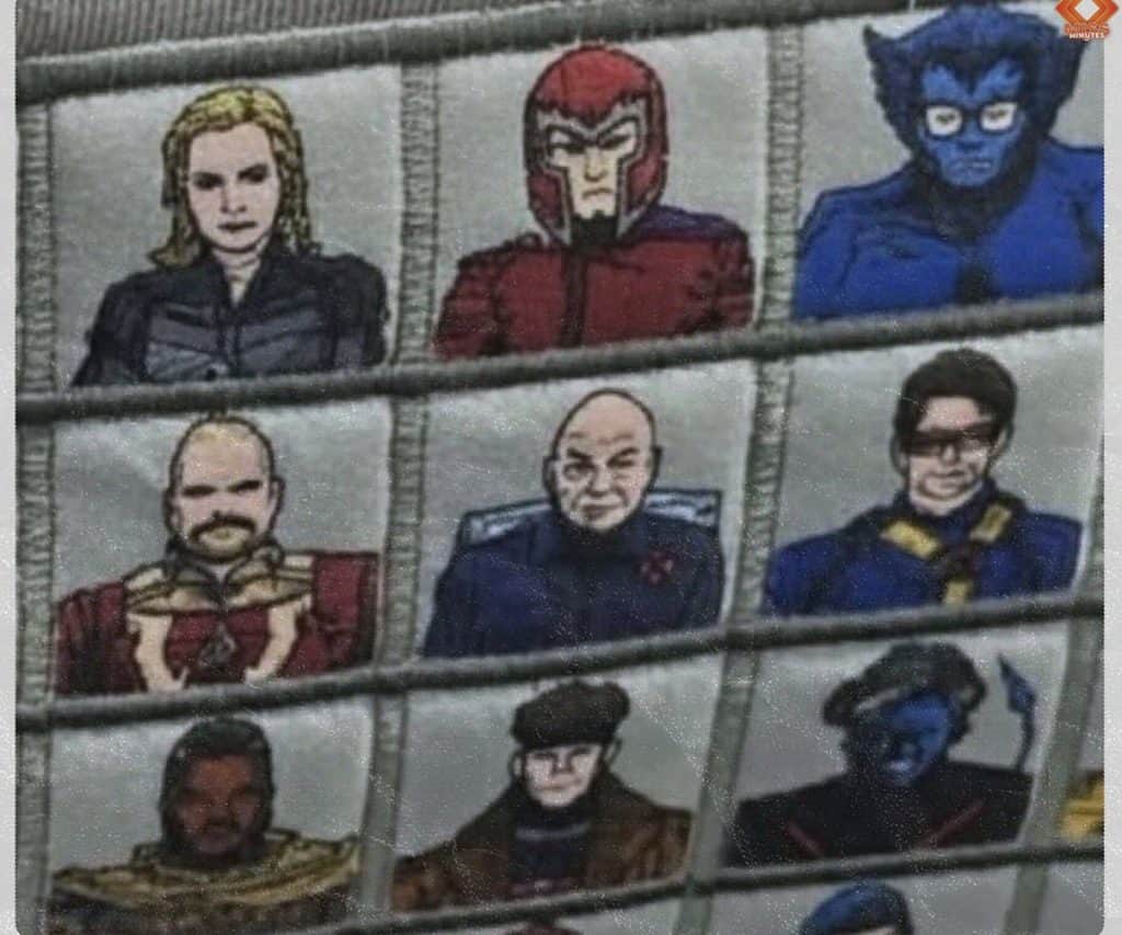 The first look at Ian McKellen’s Magneto in his new suit from Marvel’s Avengers: Doomsday has been revealed, featuring red armor and a purple cape, with classic comic book style X-Men characters in Earth-10005.