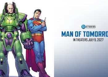James Gunn officially announces Superman: Man of Tomorrow will release on July 9, 2027. The revealed artwork shows Superman standing beside Lex Luthor in his iconic green and purple power suit.