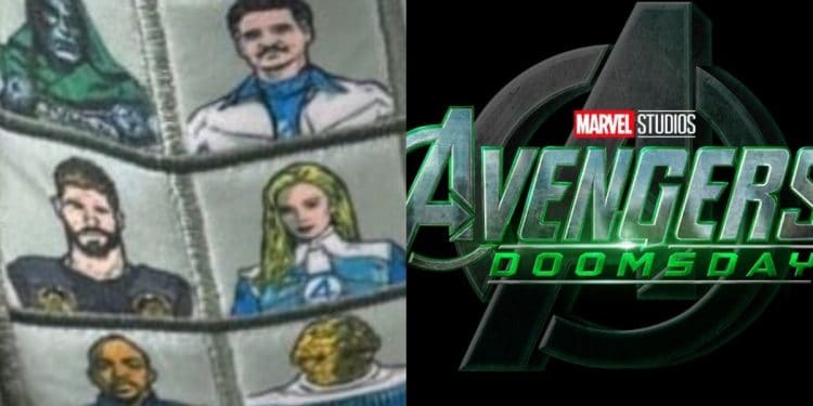 A first look at Avengers: Doomsday merch given to the crew reveals embroidered artwork of the characters’ costumes, including Doctor Doom, Thor, Captain America, and more.