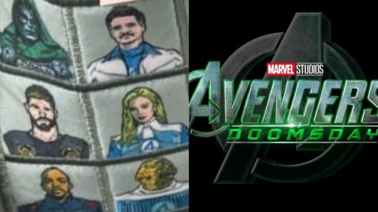 A first look at Avengers: Doomsday merch given to the crew reveals embroidered artwork of the characters’ costumes, including Doctor Doom, Thor, Captain America, and more.