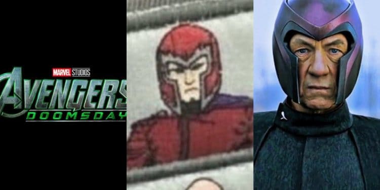 The first look at Ian McKellen’s Magneto in his new suit from Marvel’s Avengers: Doomsday has been revealed, featuring red armor and a purple cape, with classic comic book style X-Men characters in Earth-10005.