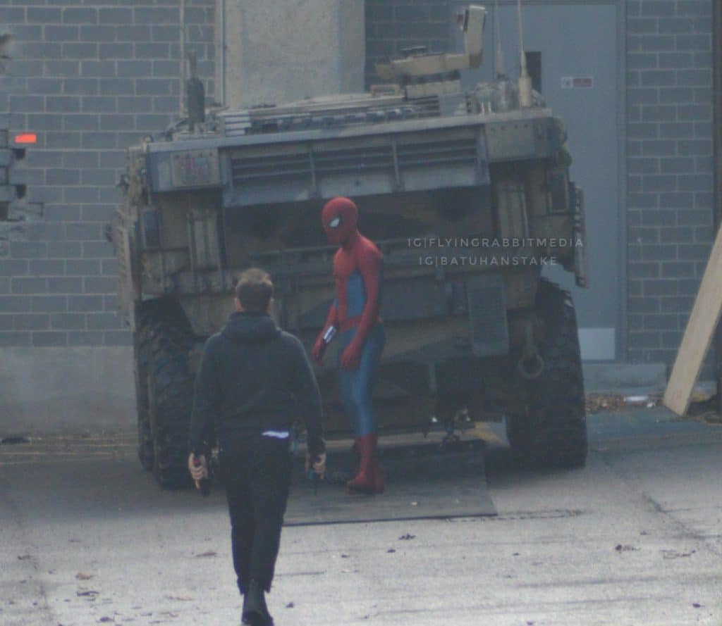 New set images from Spider-Man: Brand New Day reveal a dramatic tank explosion filmed in Basingstoke, London, as production continues featuring Spider-Man.