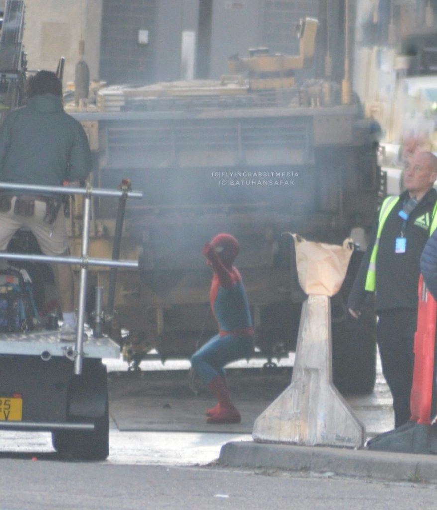 New set images from Spider-Man: Brand New Day reveal a dramatic tank explosion filmed in Basingstoke, London, as production continues featuring Spider-Man.