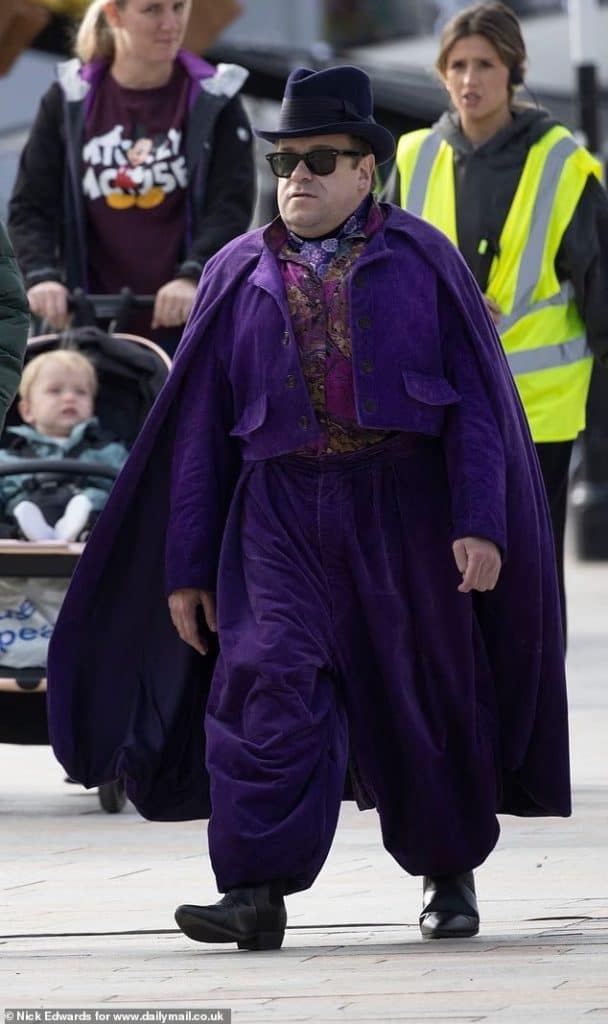 First look at Daniel Rigby as Vernon Dursley and Jon Furlong as Dedalus Diggle on the set of the Harry Potter series filming in Hoddesdon, England. Leaked images reveal a book-accurate opening scene not shown in the films.