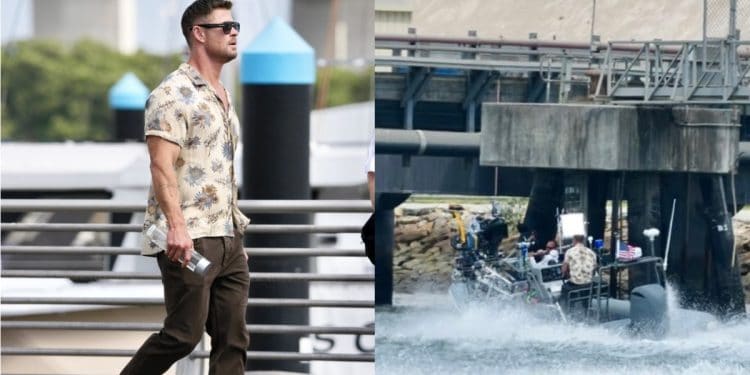 Chris Hemsworth stars in Subversion, a “Die Hard on a submarine” thriller directed by Patrick Vollrath, spotted filming near Brisbane River.