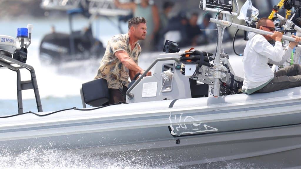 Chris Hemsworth stars in Subversion, a “Die Hard on a submarine” thriller directed by Patrick Vollrath, spotted filming near Brisbane River.