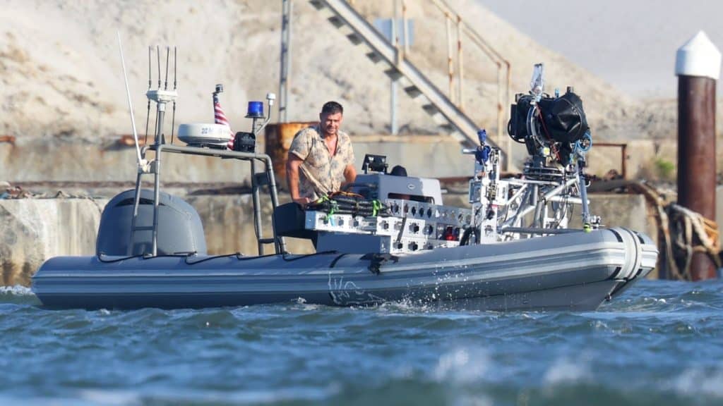 Chris Hemsworth stars in Subversion, a “Die Hard on a submarine” thriller directed by Patrick Vollrath, spotted filming near Brisbane River.