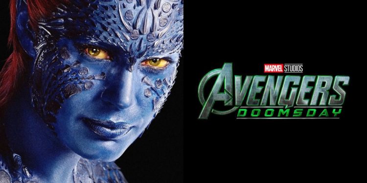 A leaked image reveals Rebecca Romijn’s Mystique in Avengers: Doomsday, wearing a blue and white tactical X-Men suit with a gold “X” belt.