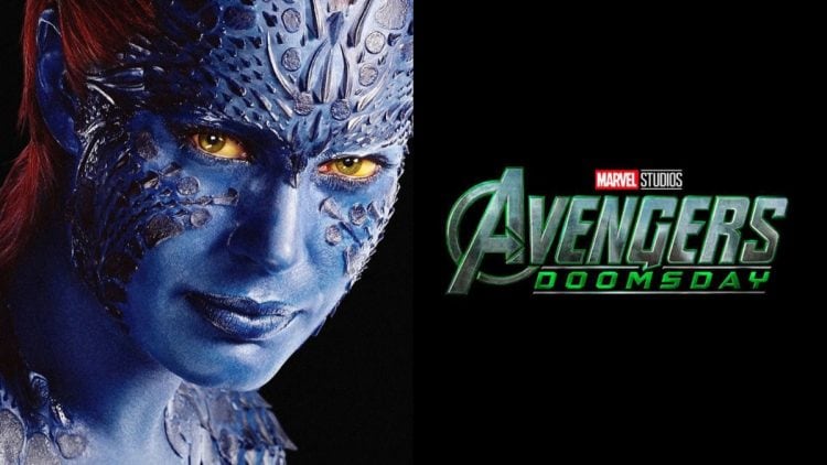 A leaked image reveals Rebecca Romijn’s Mystique in Avengers: Doomsday, wearing a blue and white tactical X-Men suit with a gold “X” belt.