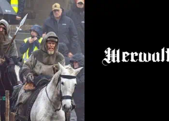 The first look at Robert Eggers’ Werwulf shows Dafoe, Ineson, and Taylor-Johnson in rugged medieval costumes on a muddy set in Bourne Wood, England.