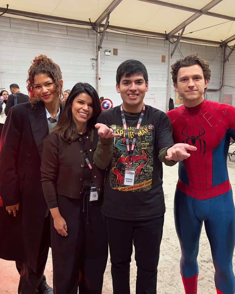 New set photos from Marvel's Spider-Man: Brand New Day show Tom Holland and Zendaya interacting with fans during filming at Pinewood Studios in the UK. Fans are excited as production ramps up for the next chapter in the Spider-Man saga.
