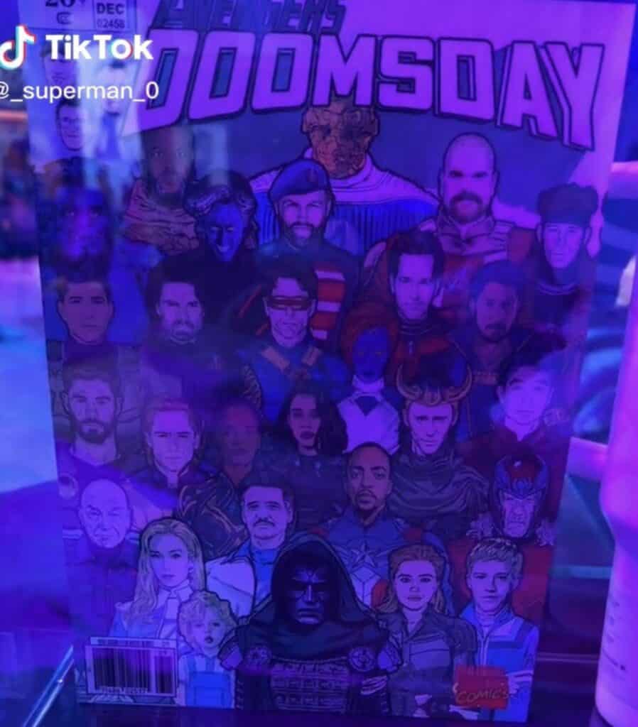 Leaked Avengers: Doomsday promotional art reveals a new look at Robert Downey Jr. as Doctor Doom alongside Thor, Loki, the Fantastic Four, and more.
