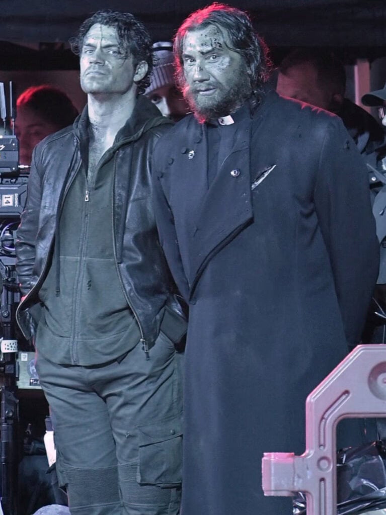 First look at Dave Bautista as The Kurgan in Chad Stahelski’s Highlander reboot leaks online, featuring an intense action scene with Henry Cavill’s Connor MacLeod filmed at Westminster Abbey.