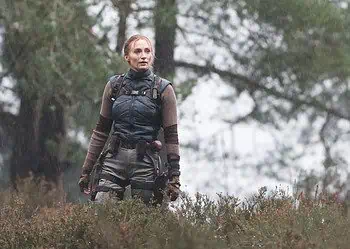 Sophie Turner was spotted on set as Lara Croft while filming Amazon’s upcoming Tomb Raider series in Surrey, England, featuring action scenes and a new take on the iconic costume.