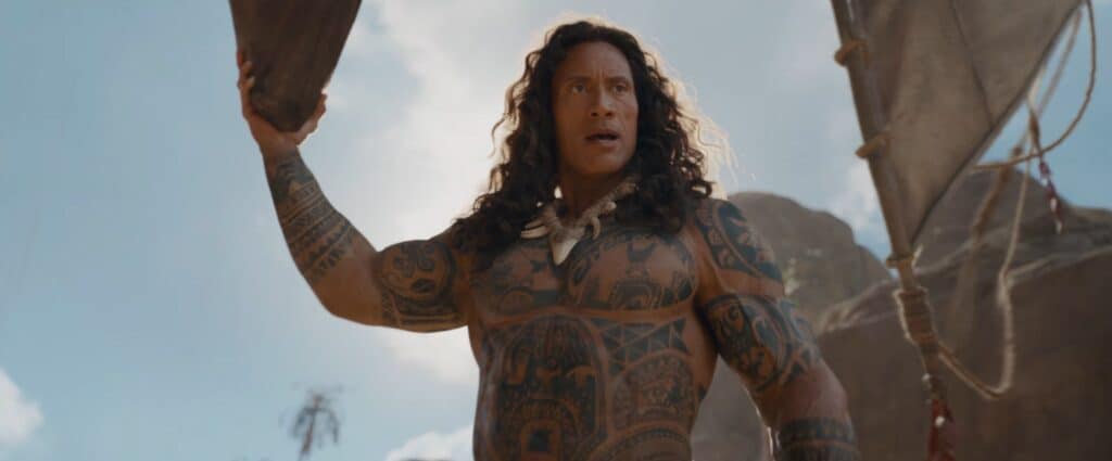 Disney unveils the first full look at Dwayne Johnson as Maui in the live-action Moana, as Moana sets sail beyond Motunui on a journey to save her people.