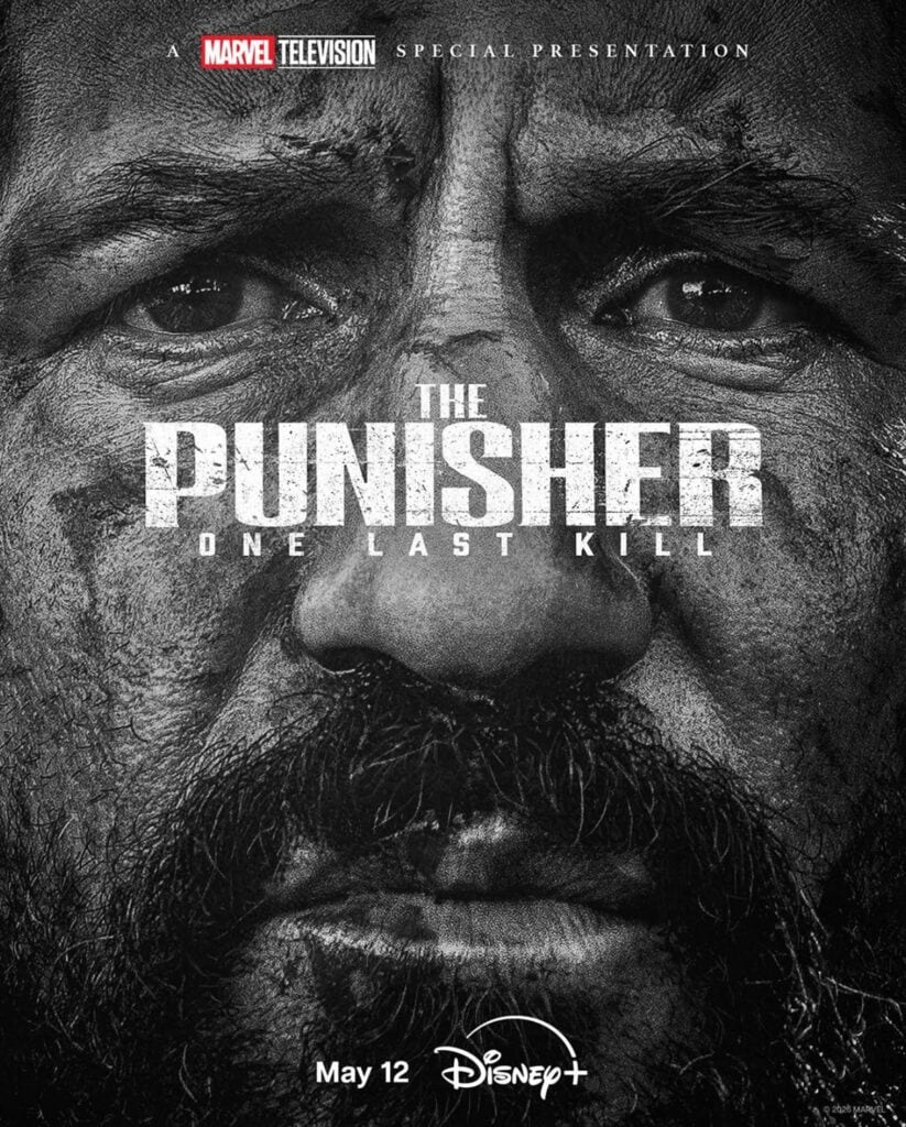 Marvel Studios has revealed the first-look poster, release date, and synopsis for the upcoming Marvel Television The Punisher Special Presentation.The special is titled The Punisher: One Last Kill, and Jon Bernthal returns as Frank Castle, a.k.a. the Punisher — a vigilante who aims to fight the criminal underworld by any means necessary. See the first-look poster below.Here is the official synopsis for the Marvel Television Special Presentation The Punisher: One Last Kill:“As Frank Castle searches for meaning beyond revenge, an unexpected force pulls him back into the fight.”
