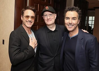Kevin Feige, Shawn Levy, Ryan Coogler, and Robert Downey Jr. at a university event in Los Angeles.
