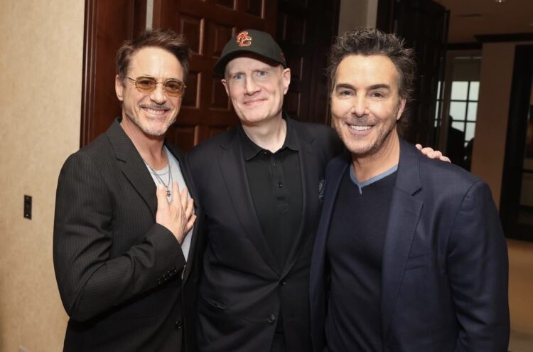 Kevin Feige, Shawn Levy, Ryan Coogler, and Robert Downey Jr. at a university event in Los Angeles.