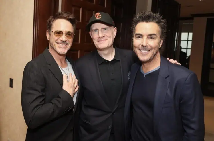 Kevin Feige, Shawn Levy, Ryan Coogler, and Robert Downey Jr. at a university event in Los Angeles.