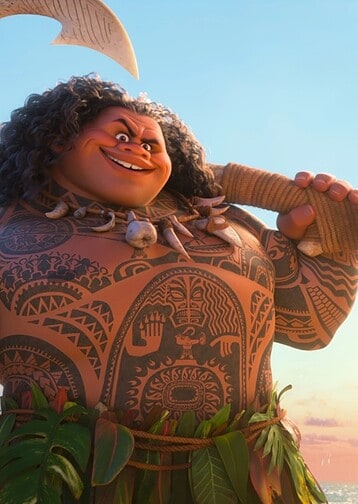Disney revealed the first full look at Dwayne Johnson as Maui in the live-action Moana, as Moana sets sail beyond Motunui on a journey to save her people.